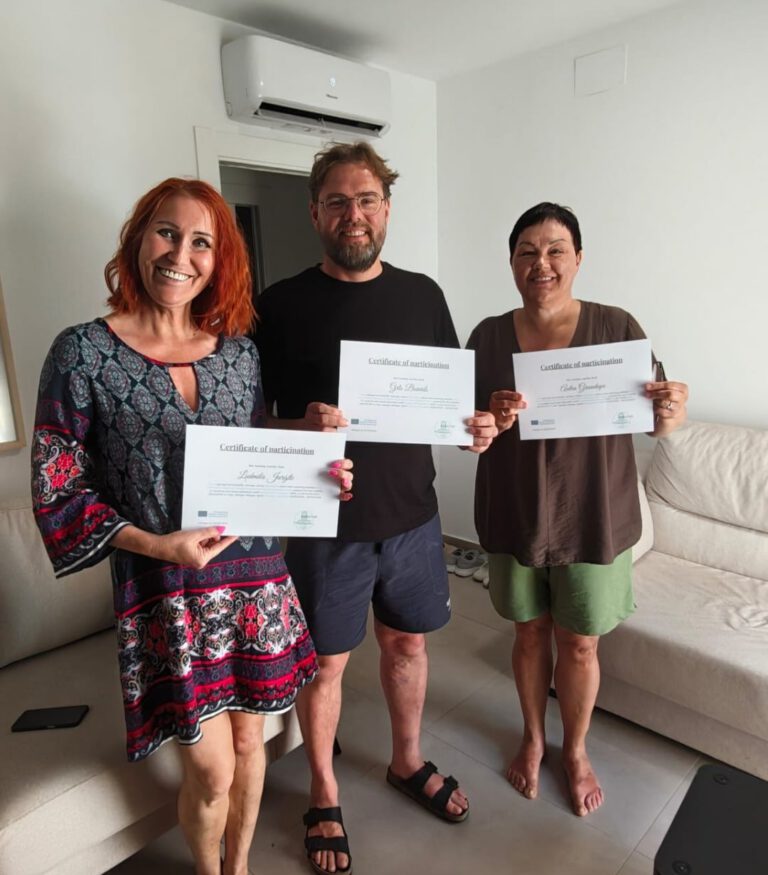 Job shadowing participants with their certificates