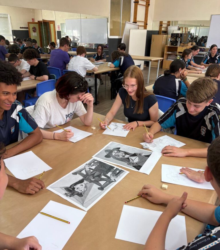 Visiting pupils in a workshop at a host school